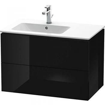 Mueble Bajo Lavabo Duravit L-Cube 82x48,1cm, 2 Cajones, Lavabo Izquierdo, Negro Brillante