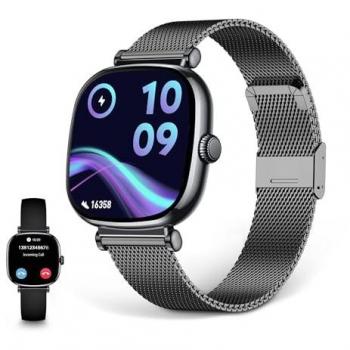 Smartwatch Ksix Iria AMOLED 1.7 Negro, 2 Correas (Metal y Silicona), Modos Deporte y Salud, Autonomía de hasta 4 días, Resistencia al Agua IP68