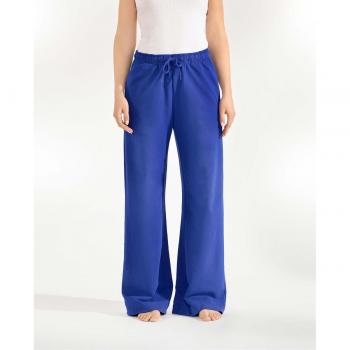 Pantalón wide-leg de algodón orgánico azul tinta para mujer