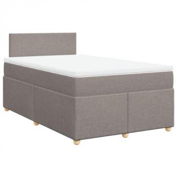 Cama box spring con colchón de tela gris taupe 120x200 cm