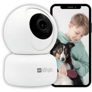 Cámara de Vigilancia Interior Konyks Camini 2 - Motorizada - Wifi - Detección de Movimientos y Sonidos - Sirena Integrada - Notificaciones para Smartphone - Visión Nocturna