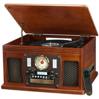 Victrola 8-in-1 Bluetooth Turntable Entertainment Center