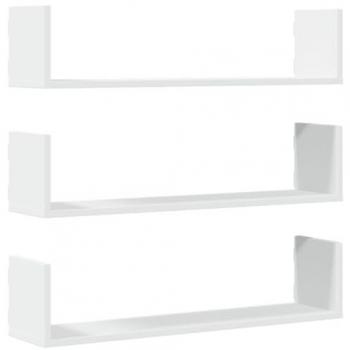 Estantes de pared 2 uds madera ingeniería blanca 80x18x18 cm