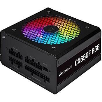 Corsair CX650F RGB Fuente de Alimentación ATX Totalmente Modular 80 PLUS Bronze,Certificación de Eficiencia 80 PLUS Bronze, Ventilador RGB de 120 mm, Funcionamiento Prácticamente Sin Ruido, Negro