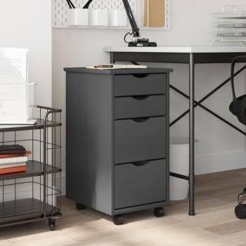 vidaXL Rolling Cabinet with Drawers MOSS Grey Solid Wood Pine
