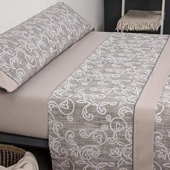 Mora - Juego de sábanas 100% Algodón G61. Cama 135 cm. Beig