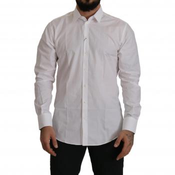 Dolce & Gabbana White Cotton Dress Formal MARTINI Shirt - IT42 | XL, Casual Shirts, male, White, Size: 2XL Elegant White Martini Shirt