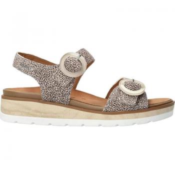 Cómoda Sandalia mujer MYRANDA gris moteado, tiras regulables con velcro, plantilla anatómica móvil, línea Mobil's de Mephisto ideal para los pies sensibles, se adapta, altura tacón bajo (3-5