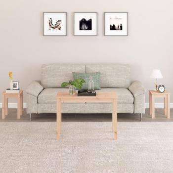 Mesas de Enclavamiento de Madera Maciza de Pino - Set de 3 Piezas Apilables