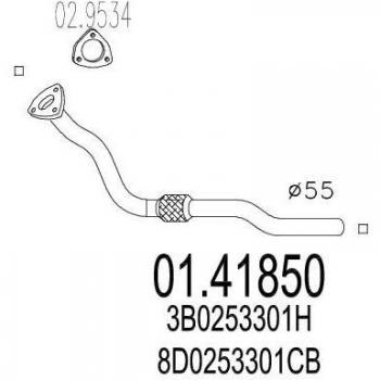 Tubo de escape MTS 01.41850 para VW, AUDI y SKODA, compatible con modelos como PASSAT y A4 Avant
