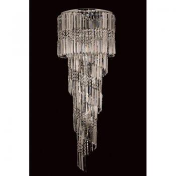 Plafón de diseño Toronto Chrome 14 bombillas 142cm, luminaria de empotrar de cristal transparente cromo pulido