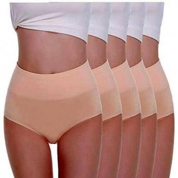 TUUHAW Braguita de Talle Alto Algodón para Mujer Pack de 5 Culotte Bragas de Cintura Alta Cómodo Talla Piel XL