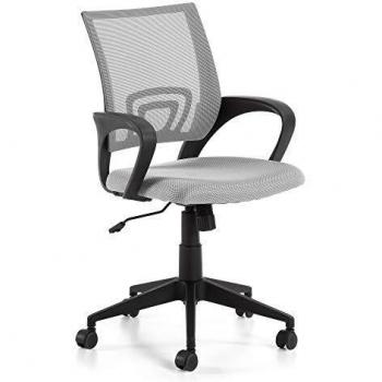 Kave Home - Silla de Escritorio Rail Gris con reposabrazos y Ruedas