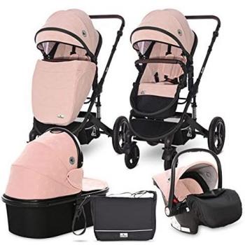 Lorelli - Cochecito de bebé BOSTON 3 Piezas - Carro bebe con capazo, silla auto gropo 0, silleta y bolso