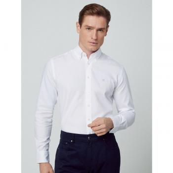 Camisa Oxford de hombre slim lisa en color blanco