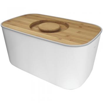 Joseph Joseph – Panera de acero con tapa se convierte en tabla de cortar de bambú, acero, blanco