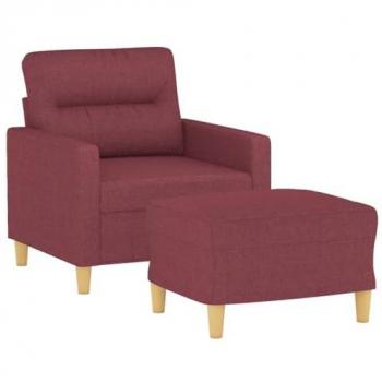 Sillón con reposapiés rojo vino 60 cm en tela
