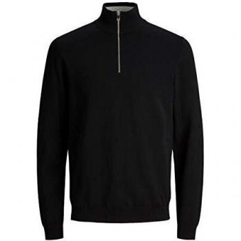 Jack & Jones JPRBLACAMP Turtle Zip Knit LTN Suter Pulver, Negro, XL para Hombre