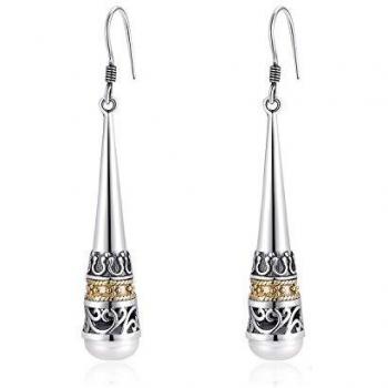 Pendientes de gota de plata de ley 925 con perlas de agua dulce naturales de 6 mm, de MetJakt