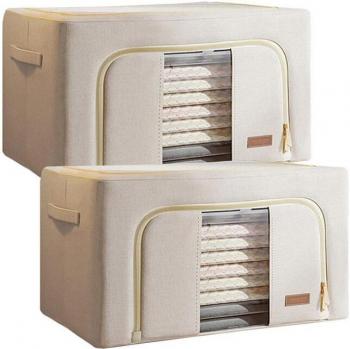 Set de 2 cajas de almacenamiento de ropa plegables, 200 litros (100 litros cada una), en material textil