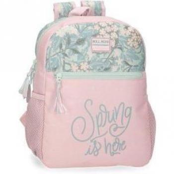 Mochila Roll Road Spring is Here 33 cm con diseño floral y bolsillo frontal