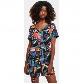 Urban Classics Women's Black Viscose Short Belted Jumpsuit 4XL