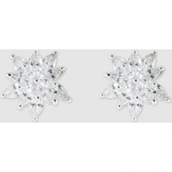 Pendientes Dahlia con circonitas blancas