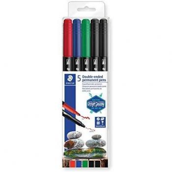 Rotuladores Permanentes Doble Punta STAEDTLER 3187 - Set de 5 Colores Surtidos