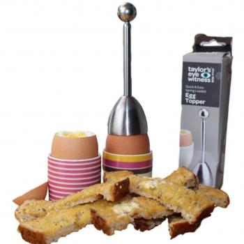 Taylor's Eye Witness Spring Loaded Egg Topper, Stainless Steel