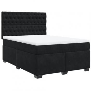 Cama Box Spring con colchón de terciopelo negro 160x200 cm
