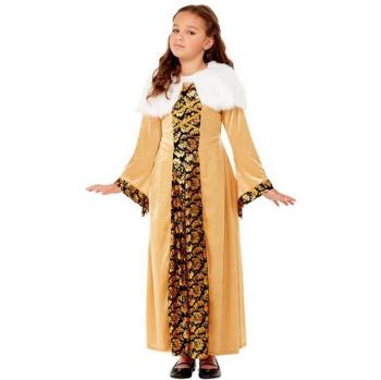 Disfraz de Condesa Medieval Dorado de lujo para niña