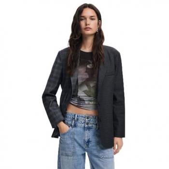 Desigual Valencia Women's Asymmetrical Button Closure Black Blazer