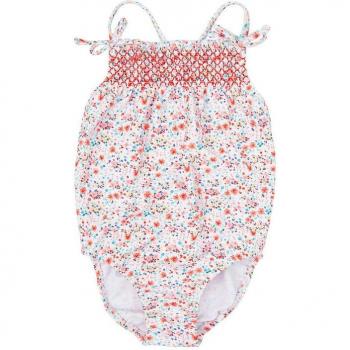 Bañador de niña con estampado floral y tirantes cruzados
