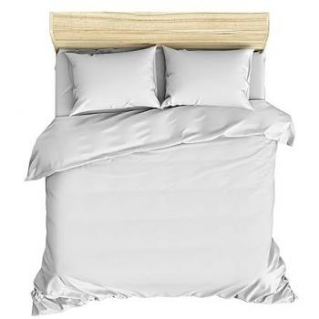 Juego de Ropa de Cama Algodón Suave - Funda Nórdica 240x220 y 2 Fundas de Almohada Blancas