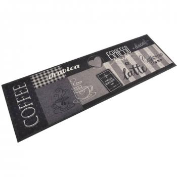 Alfombra de Cocina Lavable Terciopelo Estampado Valla Color Fence, Café Gris, Hexagonal 60x180 cm