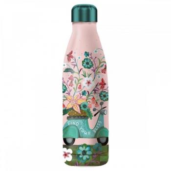 Botella térmica de 500ml con diseño de moto y flores, ideal para mantener tus bebidas calientes o frías