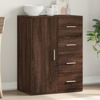 Aparador de madera de ingeniería 59x39x80 cm, mueble de almacenaje para salón en color roble marrón, buffet y armario auxiliar