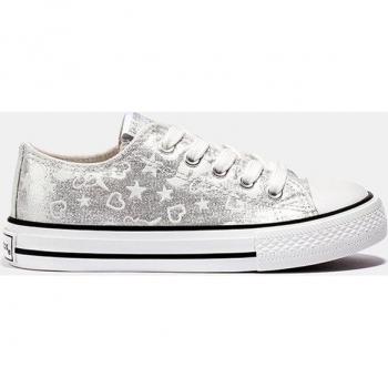 Zapatillas de niña tipo casco bajas en lona reflectante