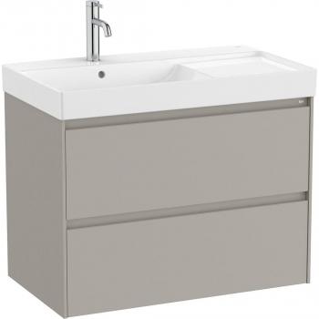 Mueble de baño Roca Ona con 2 cajones y lavabo a la izquierda, color gris arenado