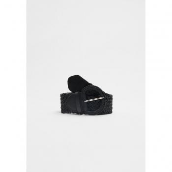 Stradivarius Wide Black Raffia Belt 30/80