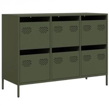 Aparador de acero laminado en frío verde oliva 101,5x39x73,5 cm vidaXL239737, Armario de almacenaje, Mueble aparador, Mueble de almacenaje de Cocina, bufé
