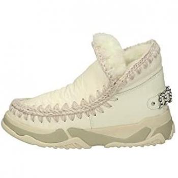 Botín Mou Eskimo Trainer con strass en piel de oveja blanca para mujer