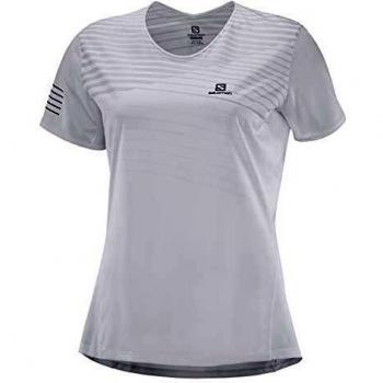 SALOMON Sense tee Camiseta, Mujer, White/Lunar Rock, XL