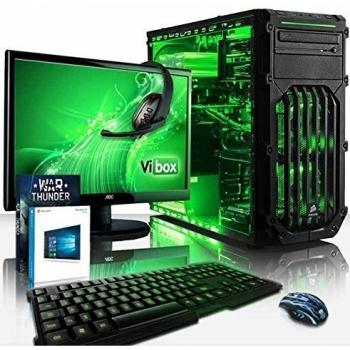 VIBOX Centre Paquet 4LW Gaming PC - 4,0GHz CPU 4-Core AMD, GPU GTX 1050, Avanzado, Ordenador de sobremesa para oficina Gaming paquete con juegos 2, con monitor, Windows 10, Iluminaciàn interna verde