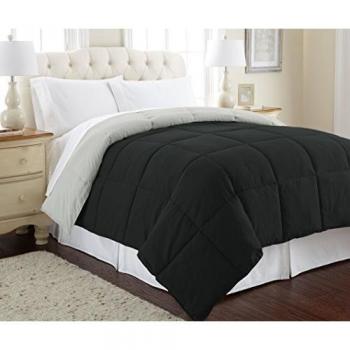 Pacific Coast Textiles REVERSIBLE DOWN ALT COMFORTER ANTHRACITE/SILVER QUEEN, Polyester