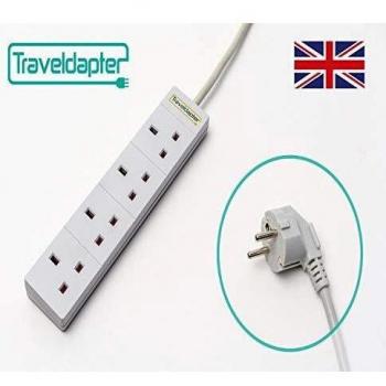 Adaptador de Uzbekistán traveldapter 2 pin a enchufe de 4 UK llaves de vaso 2 x USB 2mA 5 V cargador rápido para tablets puertos Schuko a 1,5 m Flex VDE y certificado por la CE