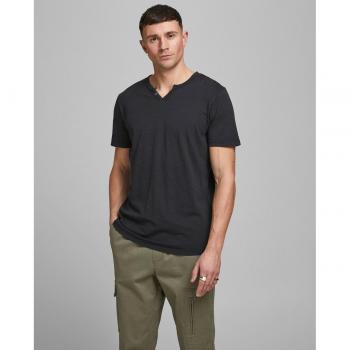 Camiseta Hombre Jack & Jones Modelo Split Manga Corta Cuello Dividido Color Negro