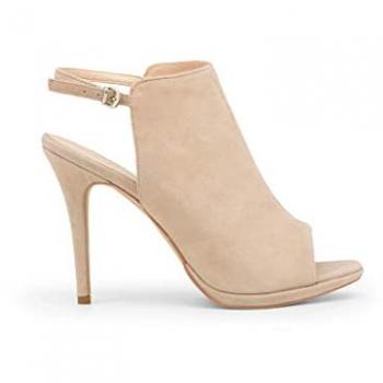 Sandalias de Tacón Suede Beige para Mujer Made in Italia con Correa al Tobillo - Talla 11 US
