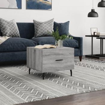 vidaXL Mesa de centro de madera contrachapada gris Sonoma 50x50x40 cm, mesa auxiliar o de salón, diseño moderno