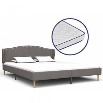 vidaXL Cama con Colchón Viscoelástico de Tela Mobiliario Descanso Decoración Atractiva Elegante Dormitorio Robusta Duradera Gris Clara 180x200cm